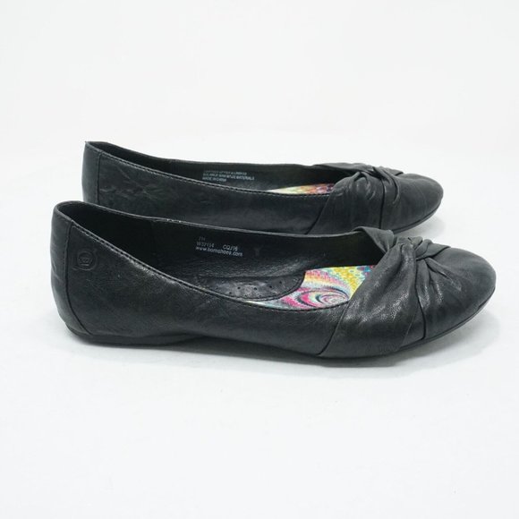Born Womens Lilly Flats Shoes Black Twisted Leather Slip On Size 7M - Picture 2 of 11